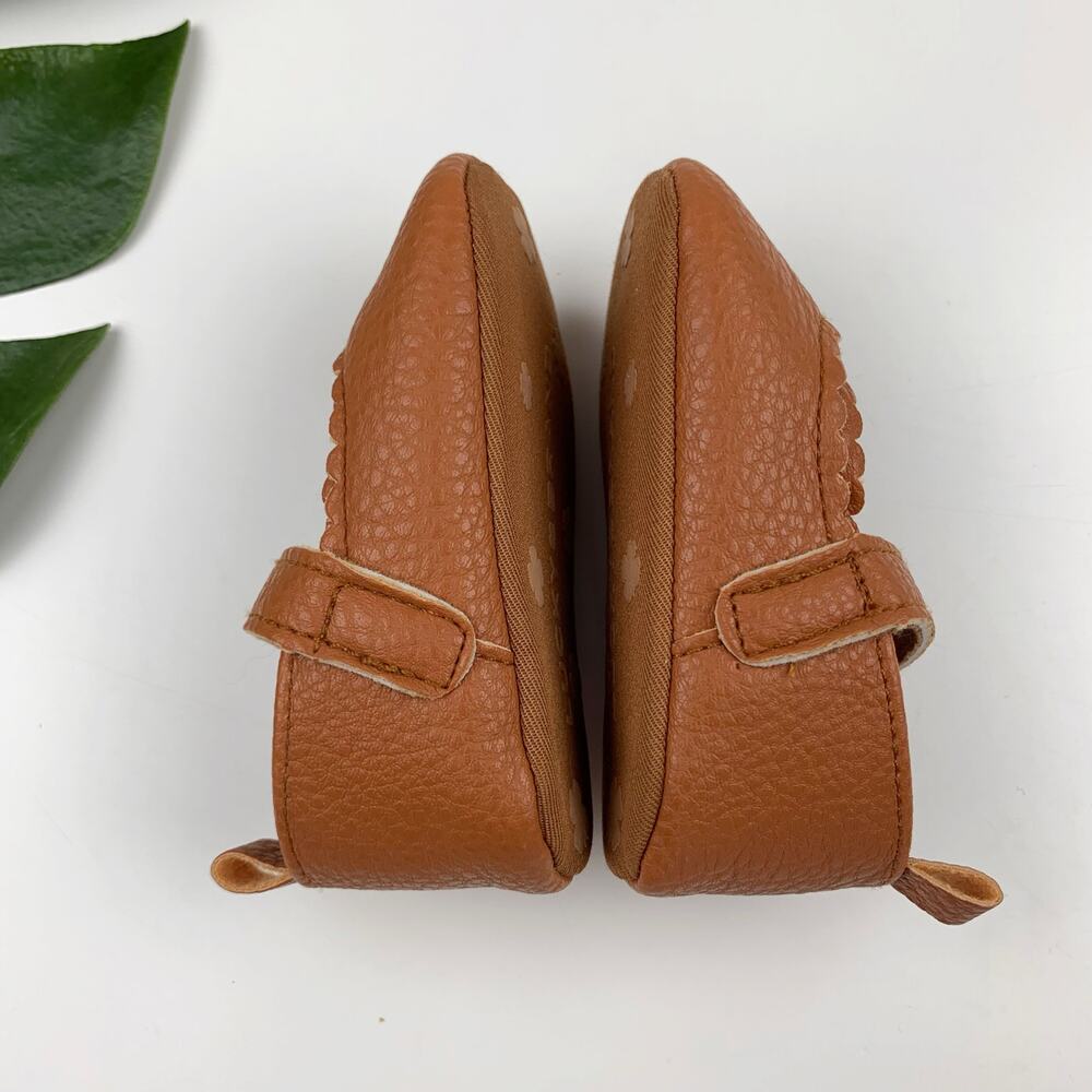 Lucky Brand Mary Jane Crib Shoes Soft Brown Faux Leather Infant Baby Girl Size 2 - Picture 7 of 9